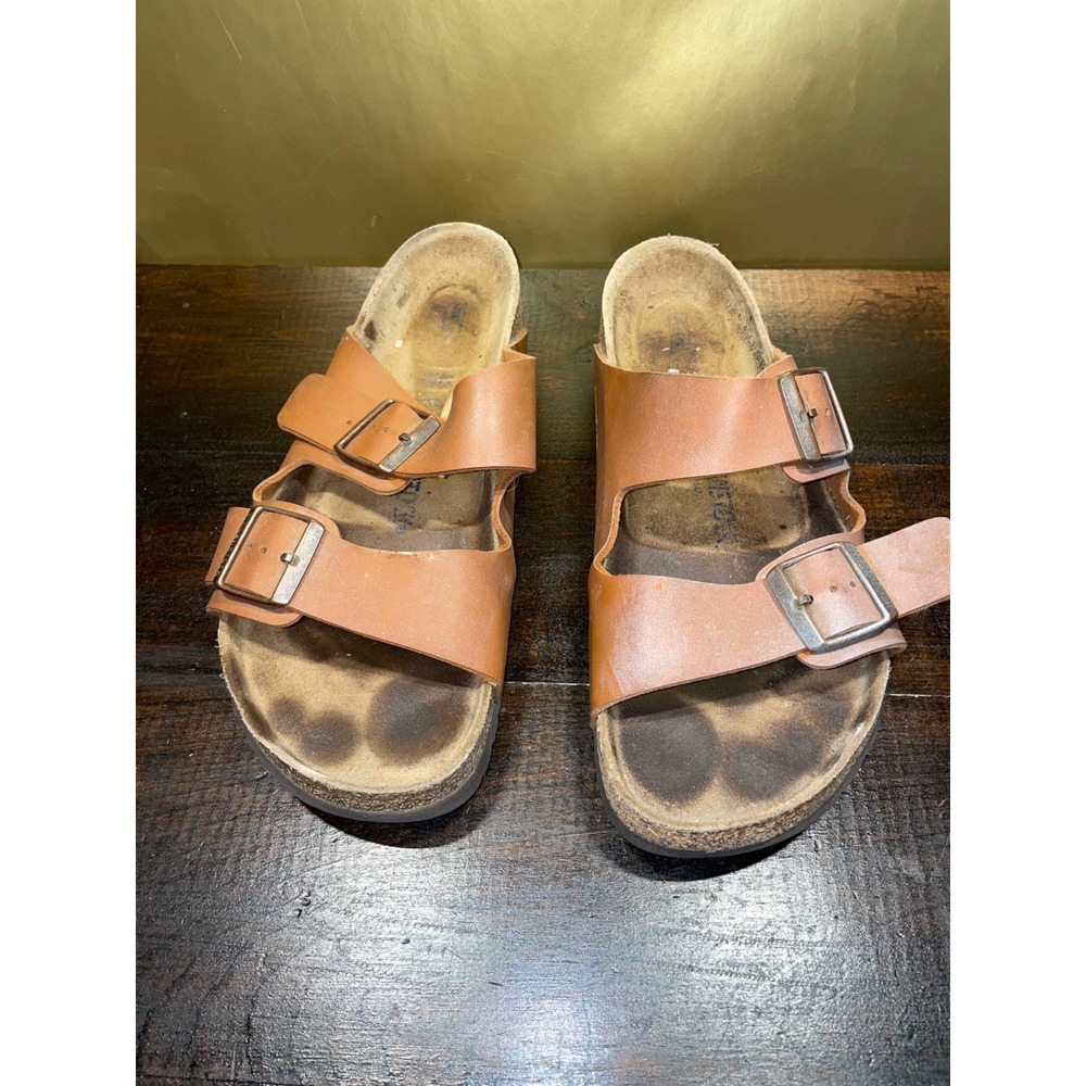 Birkenstock Arizona Tan‎ Leather Double Strap Sandals Men's Sz 43 EU 10-10.5